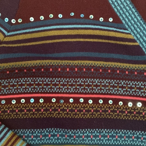 cj banks Artsy Quirky cardigan Womens XL Sequins striped Cottage Core Festive - Picture 4 of 8